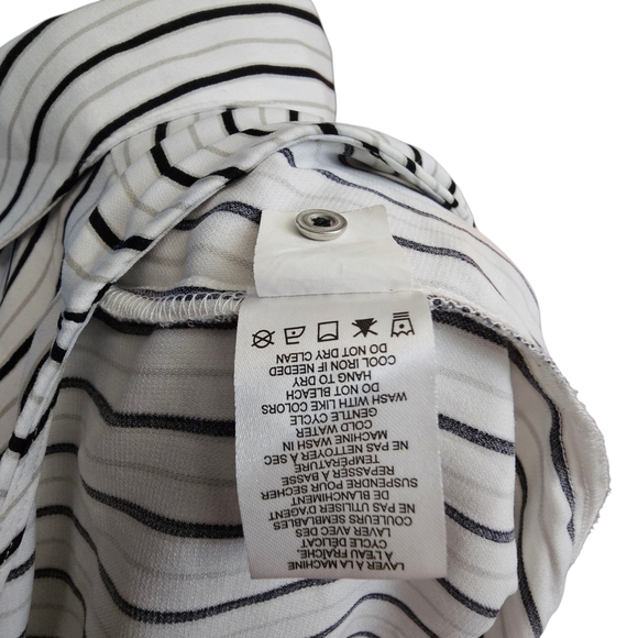 Rachel Zoe Striped Oversized Loose Fit Pin Stiped Womens Long Sleeve Blouse Top - Picture 6 of 10